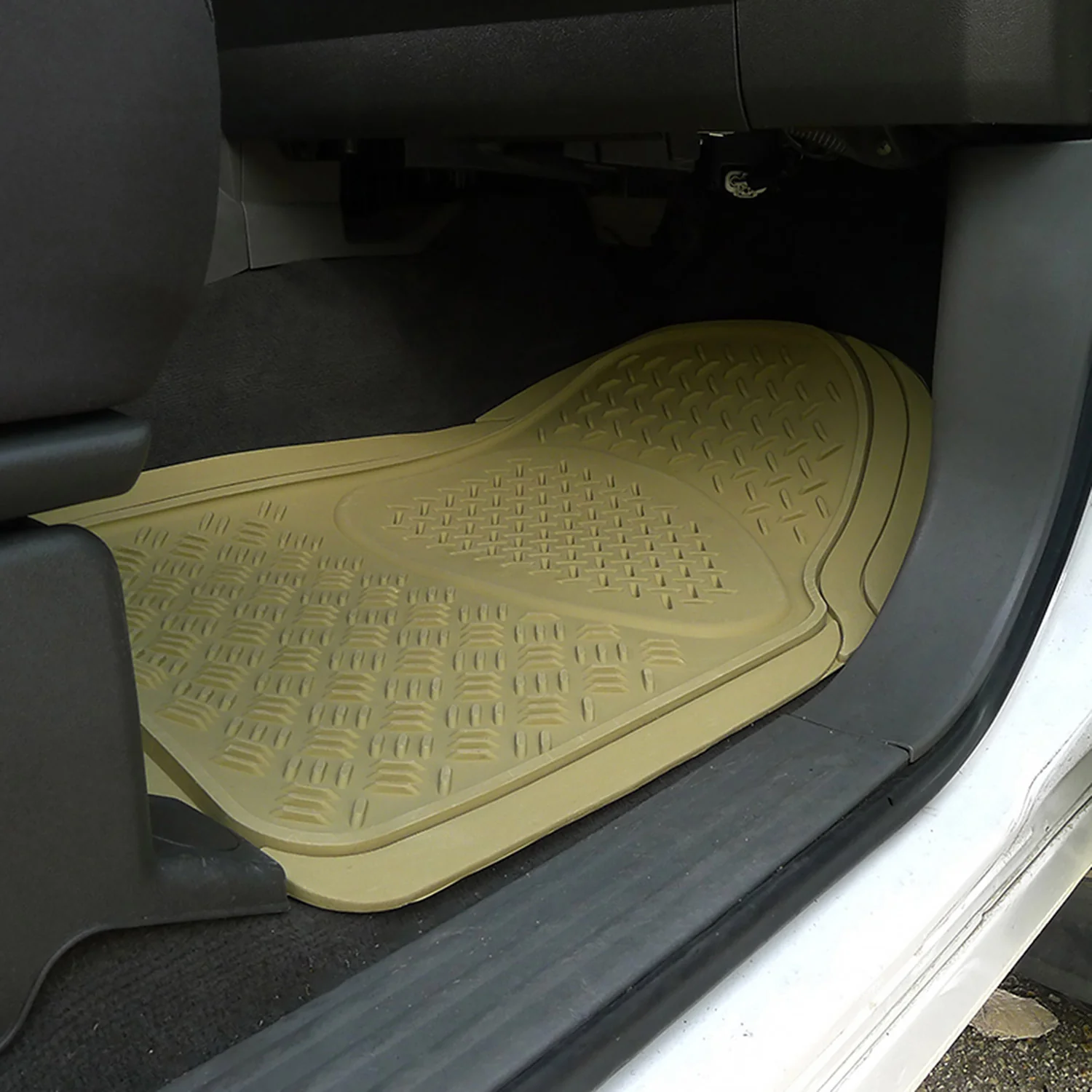 Universal fit Rubber NonSlip Car Floor Mats Liner All Weather 4Pcs Beige - Image 9