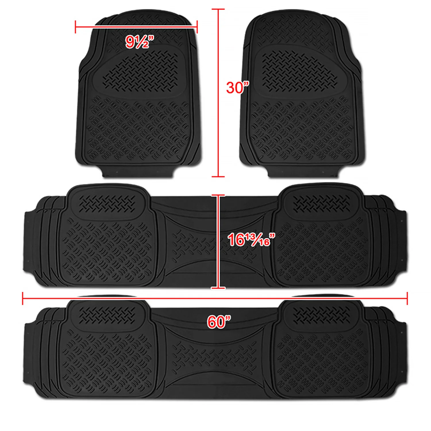 Universal fit Rubber NonSlip Car Floor Mats Liner All Weather 4Pcs Black - Image 2