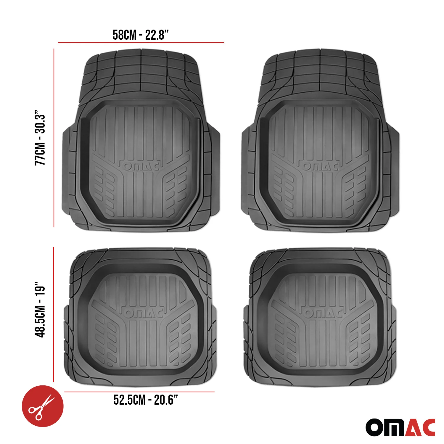 Heavy Duty Trim to fit Floor Mats Liner Waterproof 3D All-Weather 4Pcs Black - Image 6
