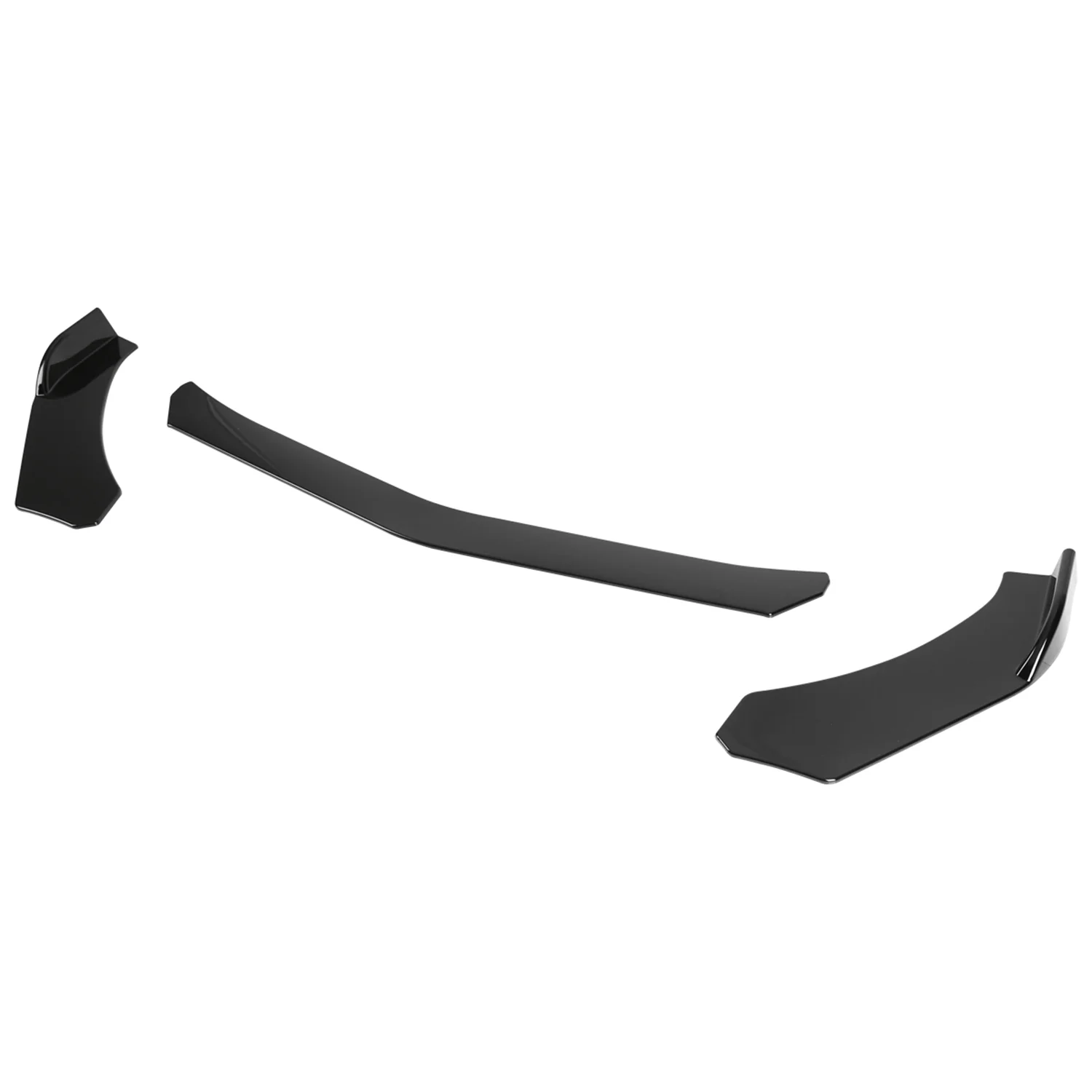 Universal Glossy Black Polypropylene 3Pcs Bumper Lip Spoiler Splitter - Image 5