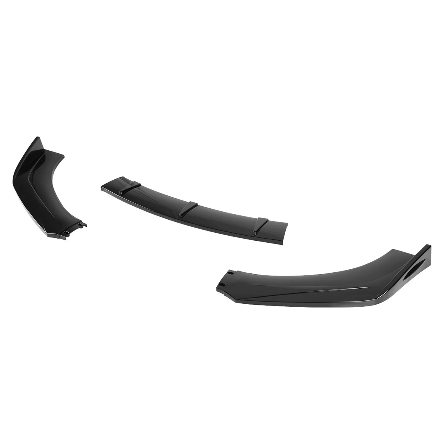 Universal Glossy Black Polypropylene 3Pcs Bumper Lip Spoiler Splitter Set - Image 6