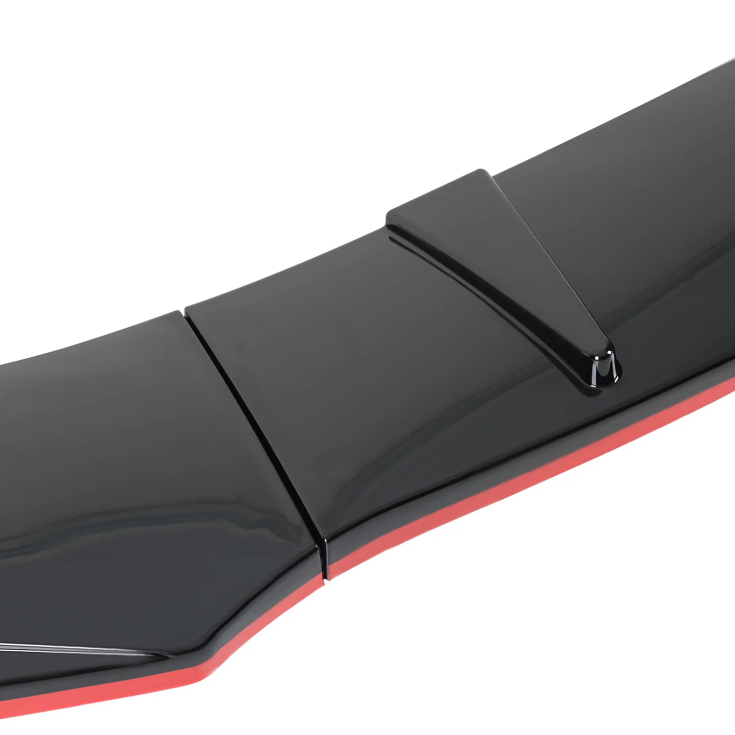 Universal Glossy Black/Red Trim Polypropylene 3Pcs Bumper Lip Spoiler Set - Image 3