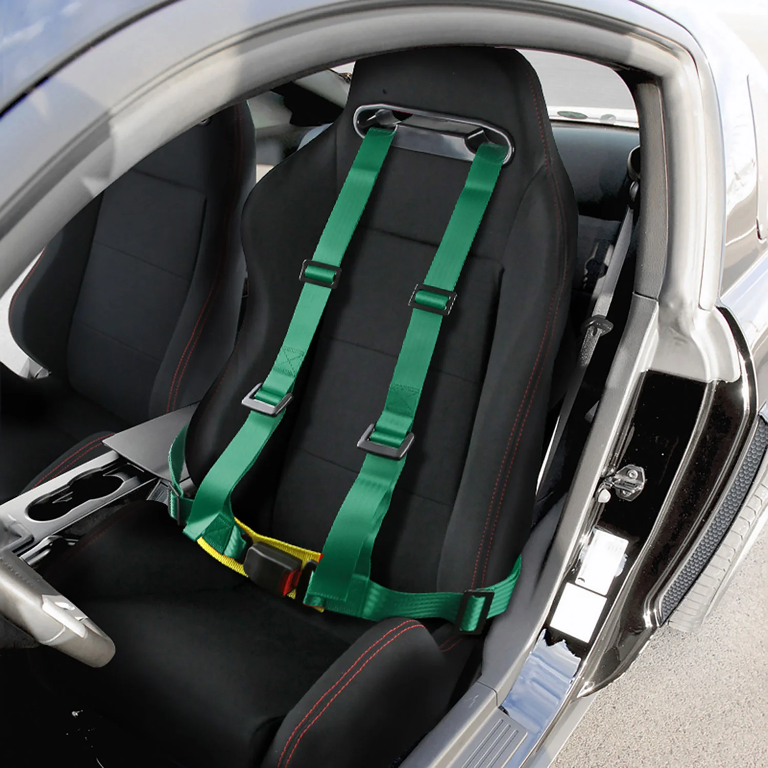 Universal Green 4 Point Racing Seat Belt Buckle Safety Harness - Image 9