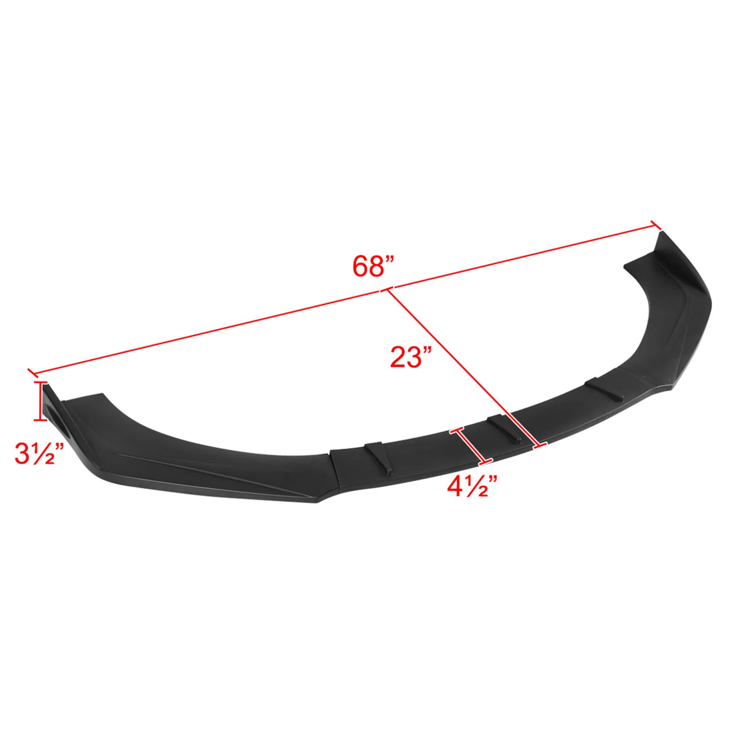 Universal Matte Black Polypropylene 3Pcs Bumper Lip Splitter Spoiler Set - Image 2