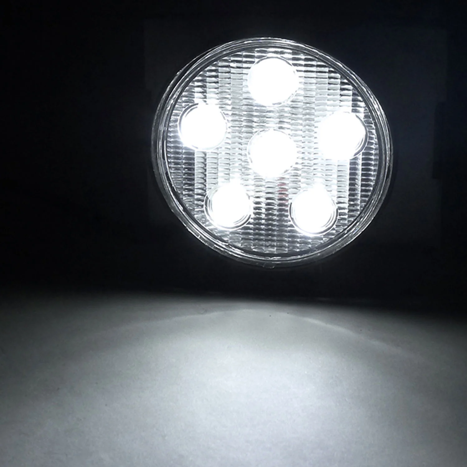 Universal Off Road 6000K Flood Beam 18W 6-LED Round Fog Light 4Pcs Black Alu - Image 4