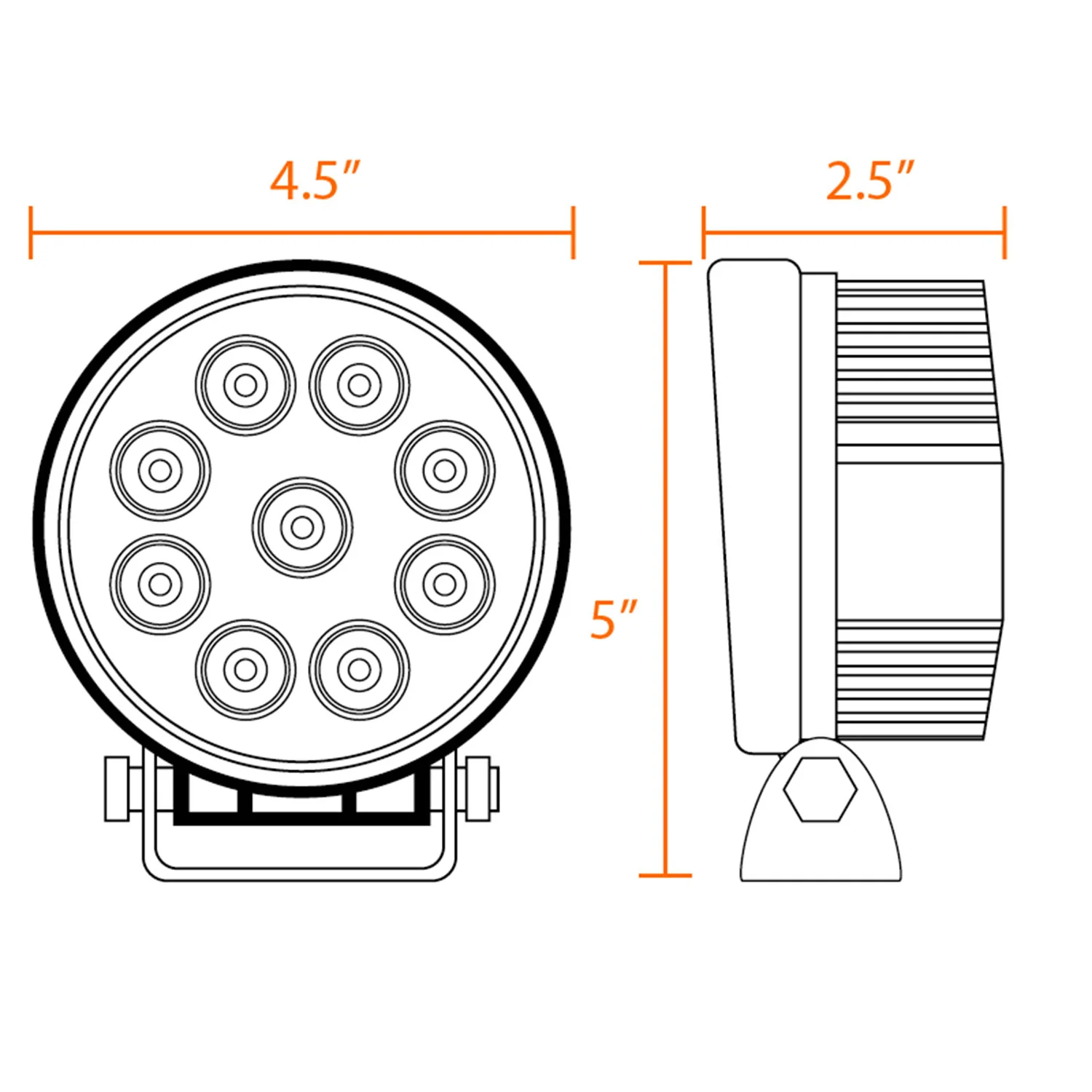 Universal Off Road 6000K Flood Beam 27W 9-LED Round Fog Light 4Pcs Black Alu - Image 2