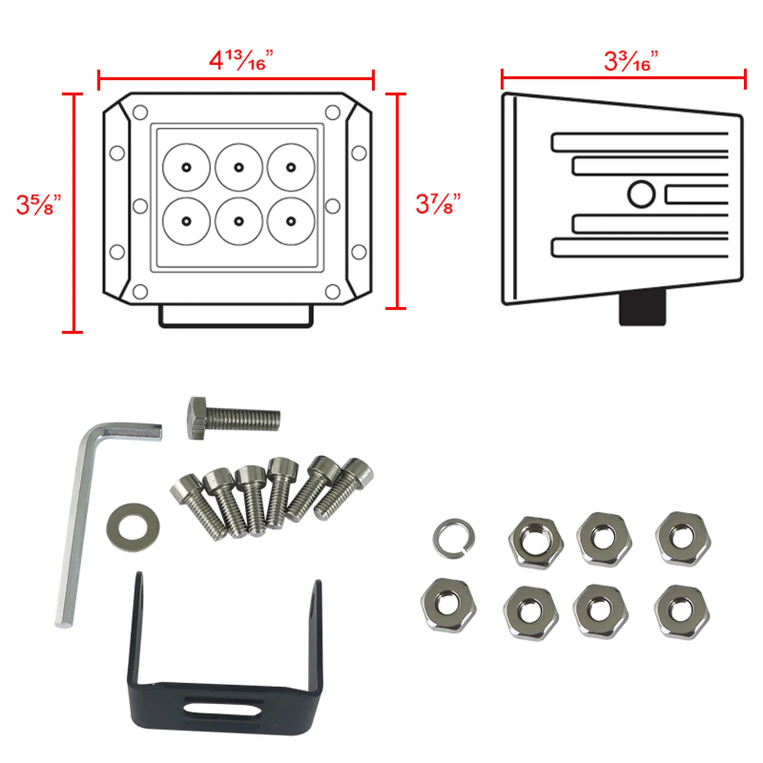 Universal Off Road 6000K Spot Beam 18W 6-LED Cub Fog Light Mounting Bracket - Image 9