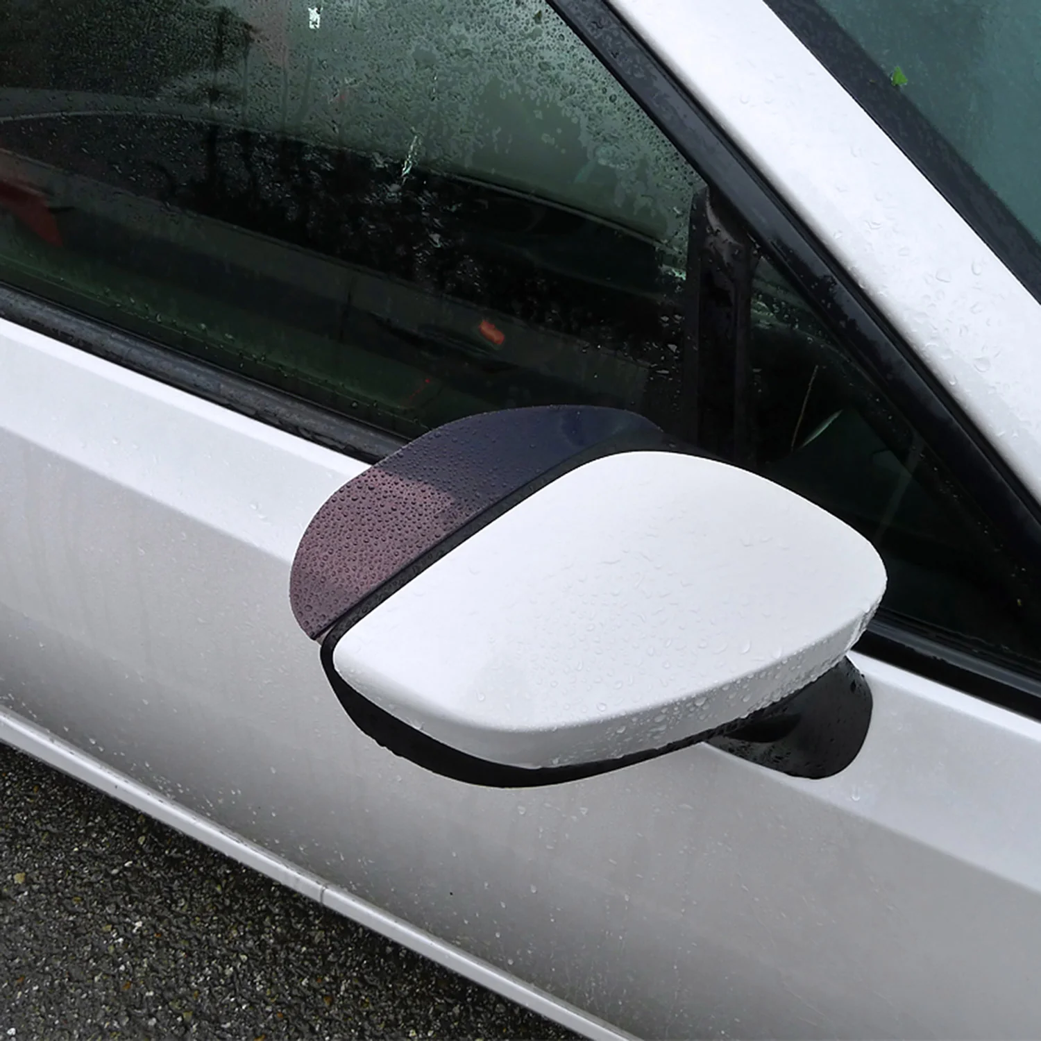 Universal Smoke PVC Plastic Car Rear View Side Mirror Rain Board Eyebrow 2Pcs - Image 10