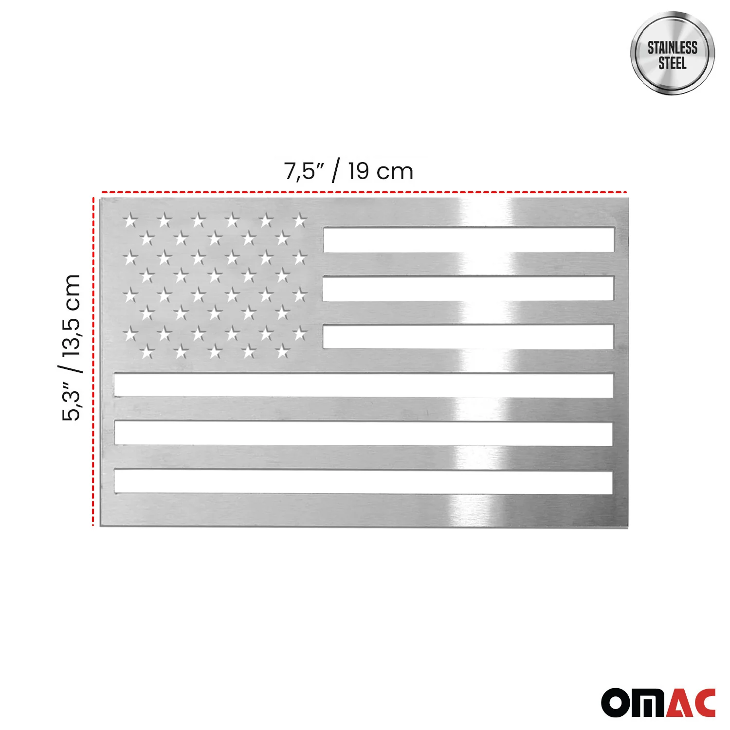 US American Flag Brushed Chrome Decal Car Sticker Emblem Stainless Steel - Image 2