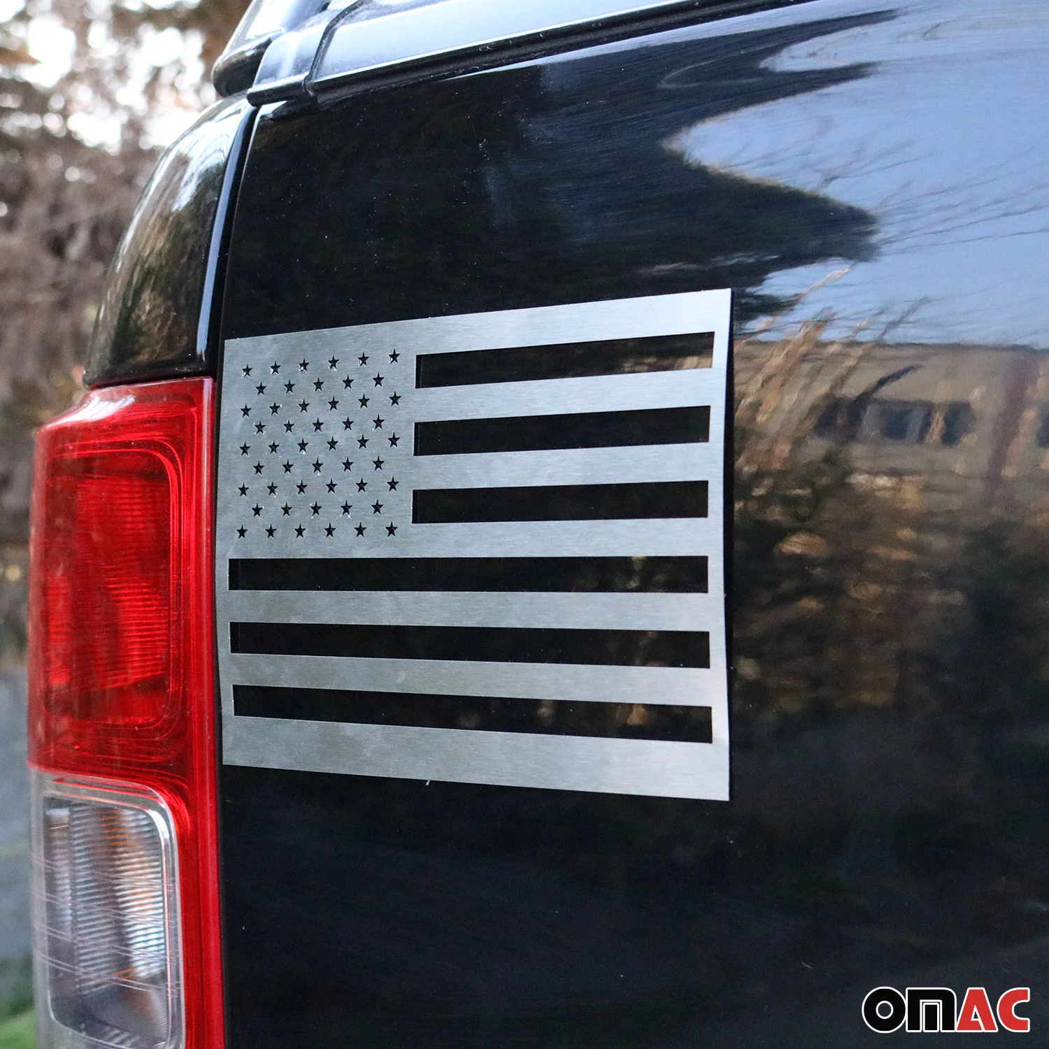 US American Flag Brushed Chrome Decal Car Sticker Emblem Stainless Steel - Image 3