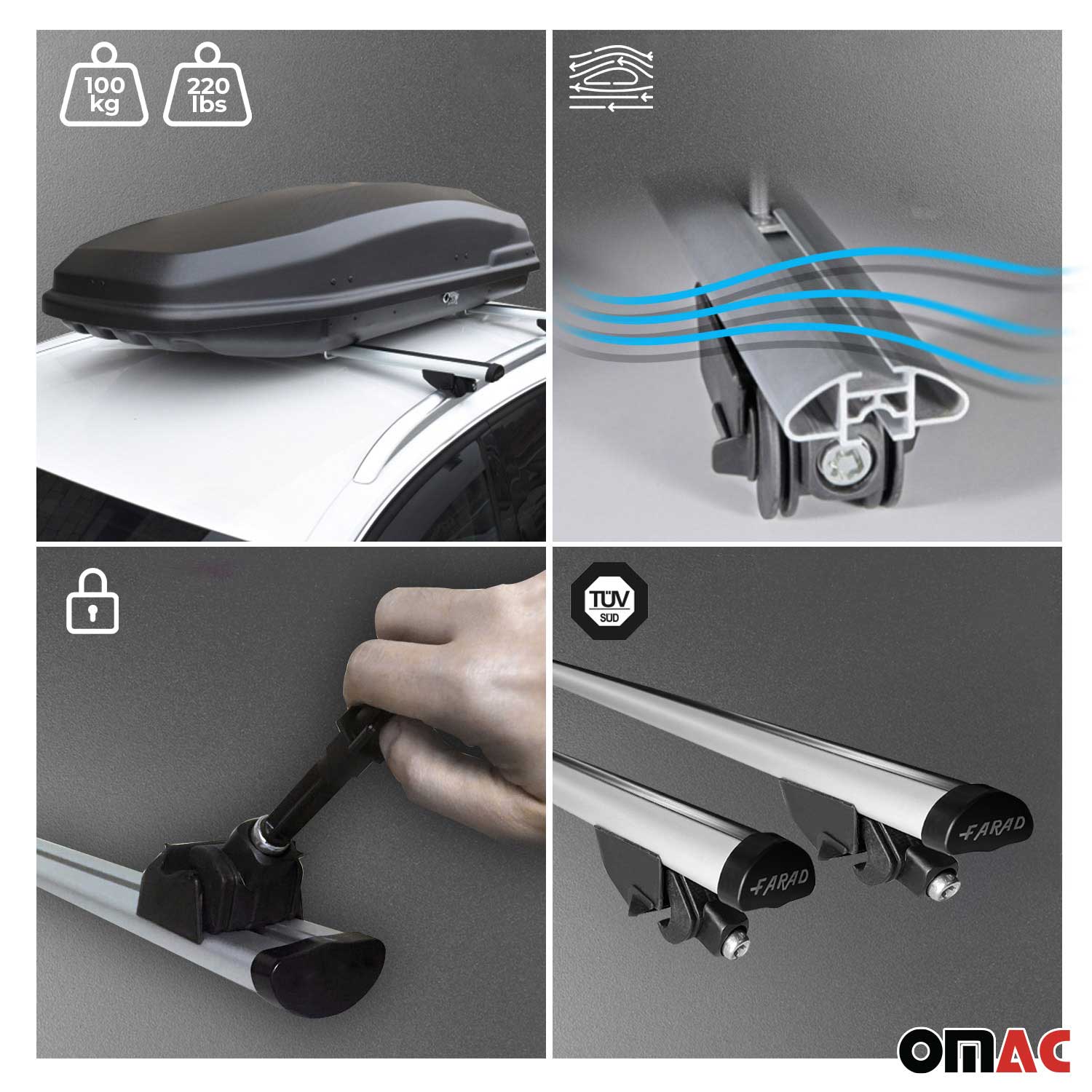 2015-2018 Volvo V60 Cross Country Roof Rack Cross Bars Silver - Image 7