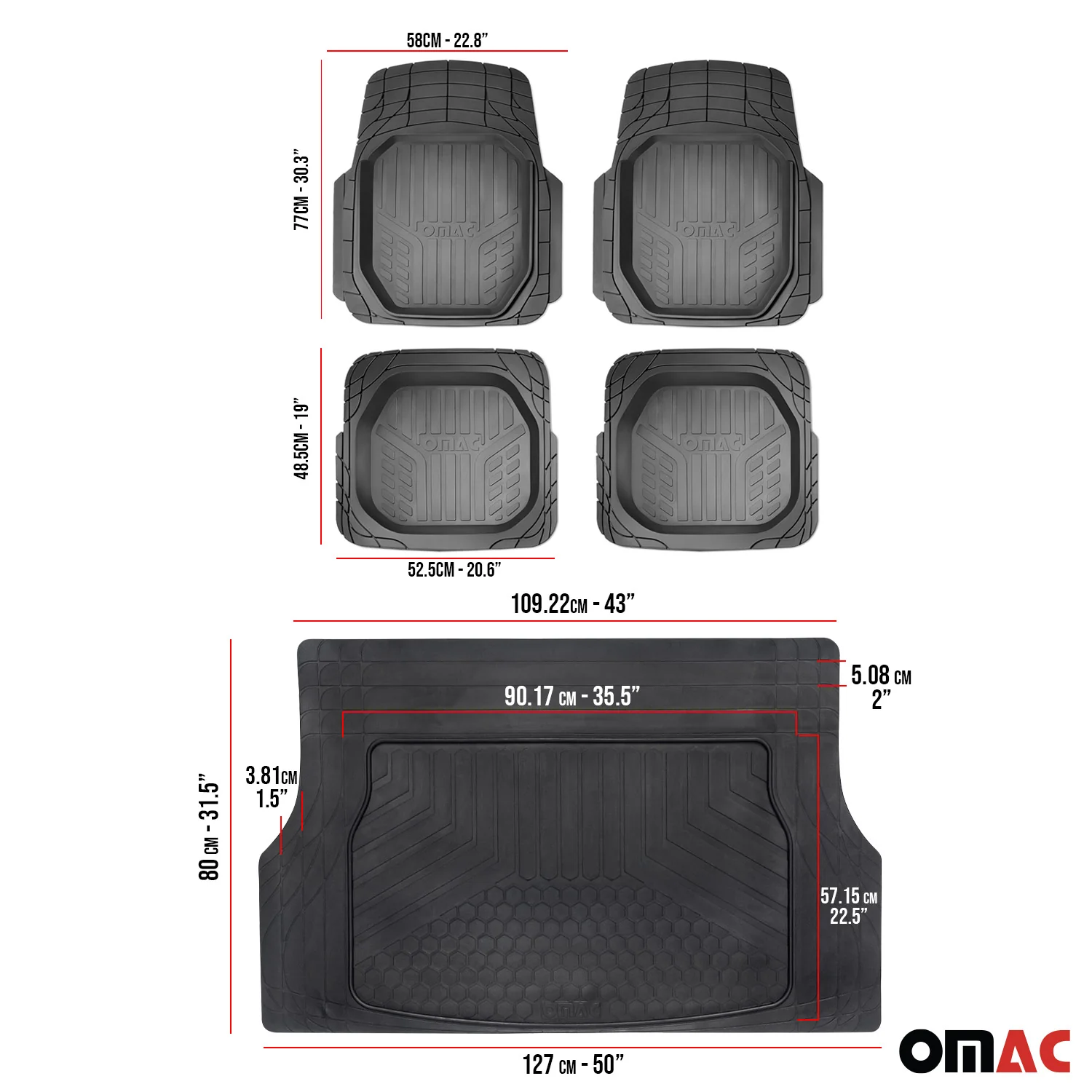 2020-2024 Seat Leon Semi-Custom fit Floor Mats & Cargo Liner Black 5Pcs - Image 5
