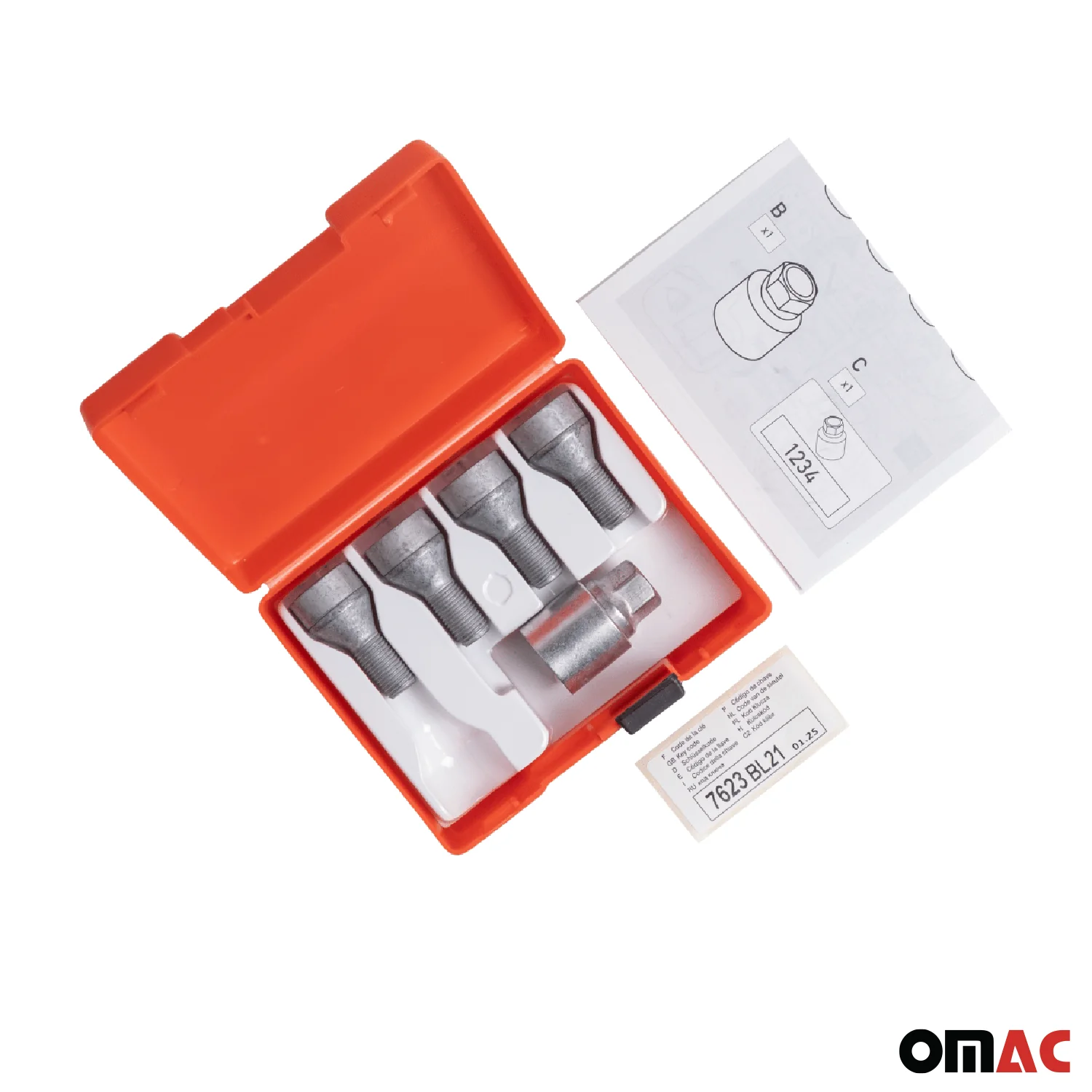Wheel Lock Kit for Alfa Romeo Giulietta 2011-2021 M12X1,25 Silver 4Locks & 1Key - Image 5