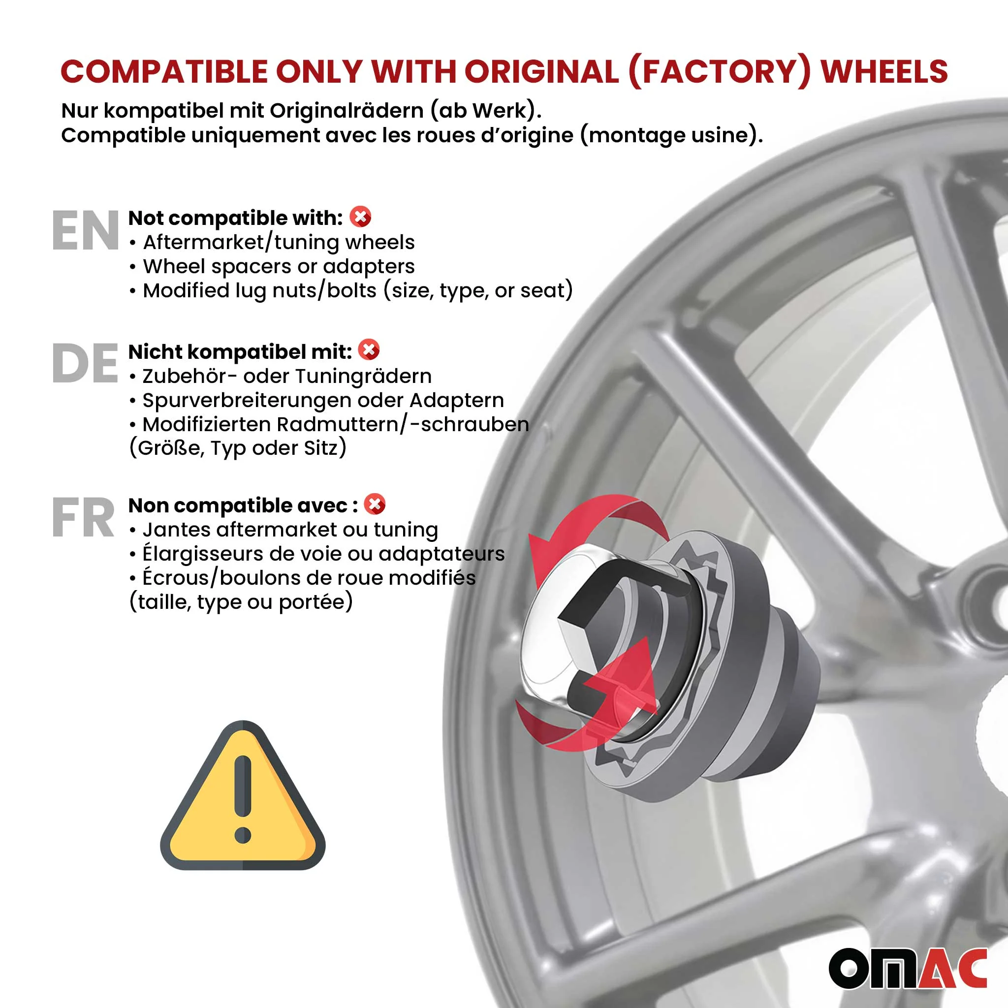 Wheel Lock Kit for BMW 3 Series M14X1.25 Bolt Chromed 4Locks & 1Key - Image 4