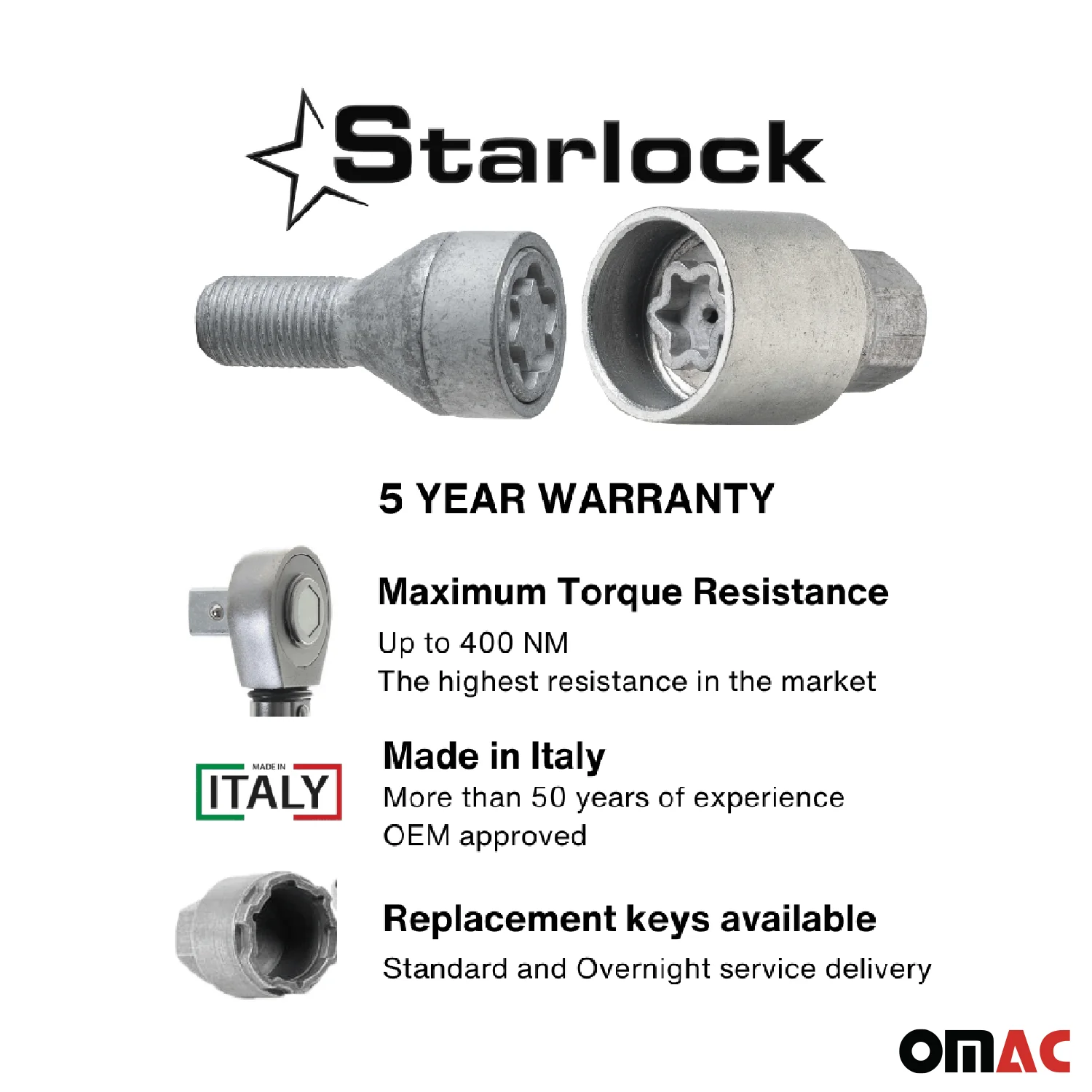 Wheel Lock Kit for BMW 5 Series 6 Series M14X1,25 Galvanized Silver 4Locks&1Key - Image 3