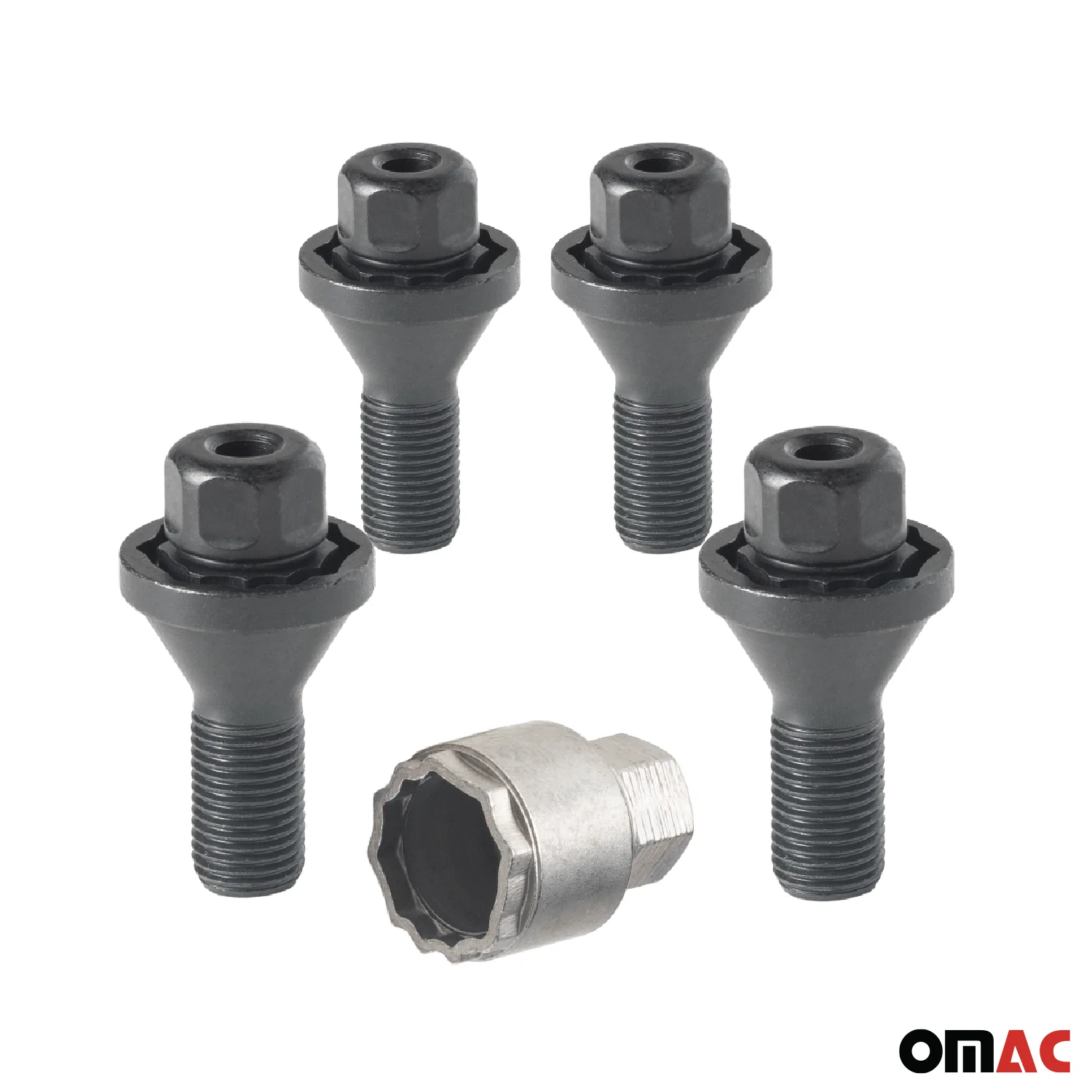Wheel Lock Kit for Chrysler 200 M12X1.25 Bolt Chromed Black 4Locks & 1Key - Image 9