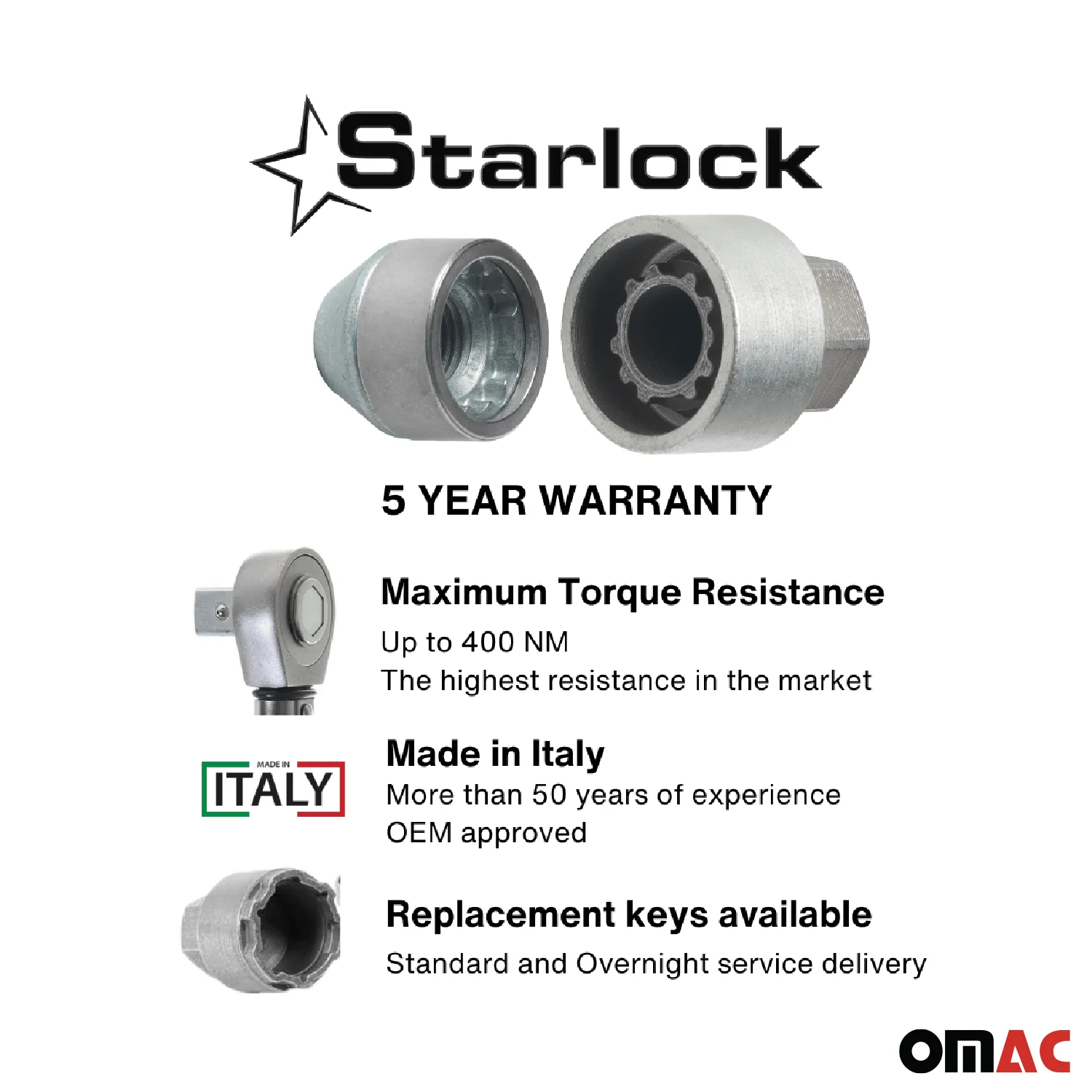 Wheel Lock Kit for Ford F-250 Super Duty M14X1,5 Galvanized Silver 4Locks & 1Key - Image 3