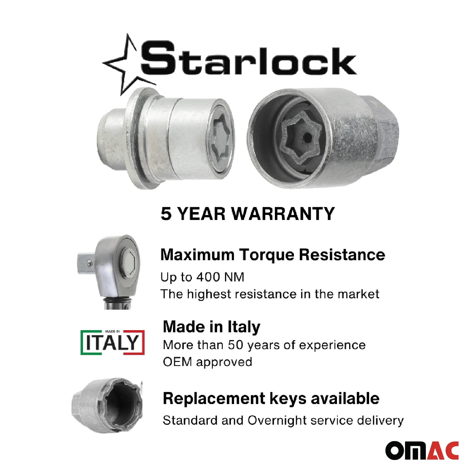 Wheel Lock Kit for Land Rover Defender M14X1,5 Galvanized Silver 4Locks & 1Key - Image 3