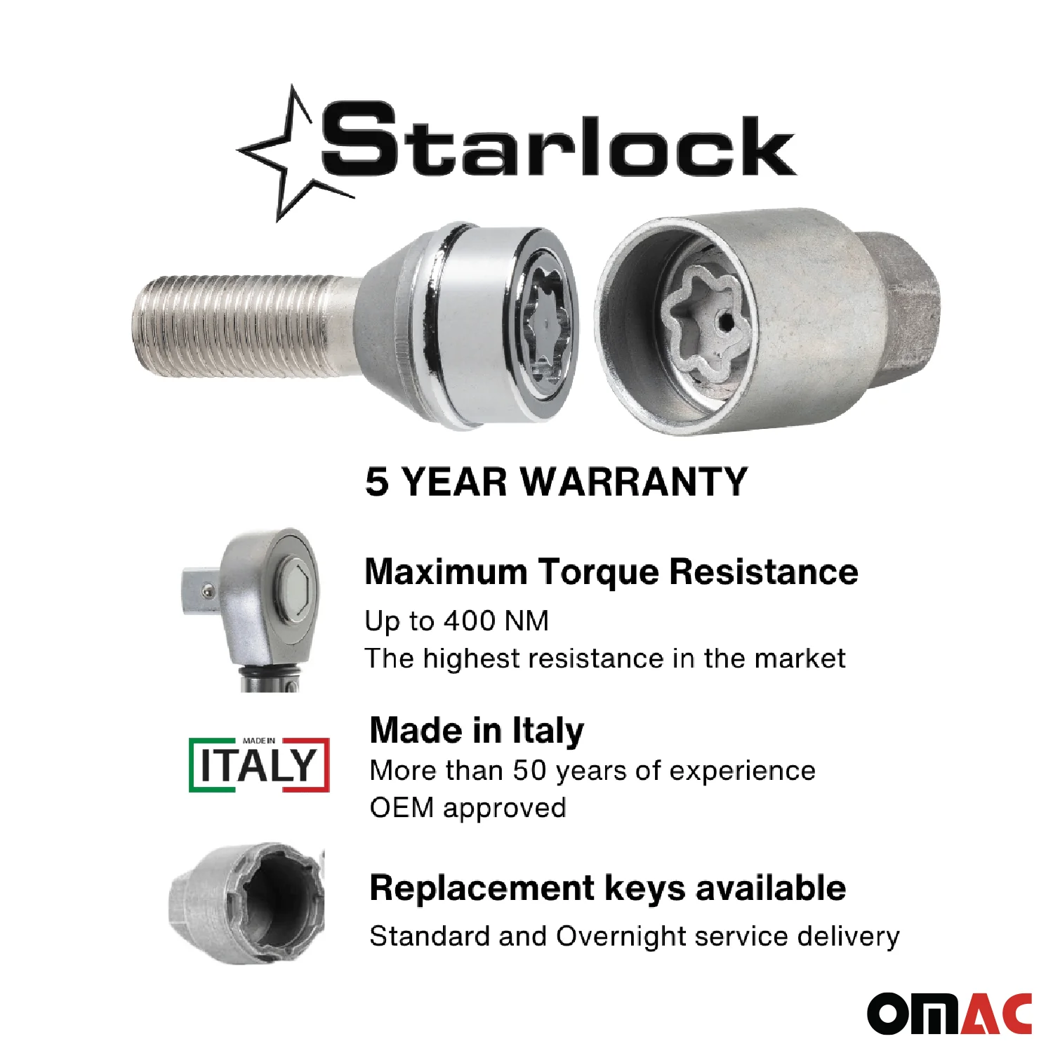 Wheel Lock Kit for Land Rover Range Rover Sport M14X1,5 Silver 4Locks & 1Key - Image 3