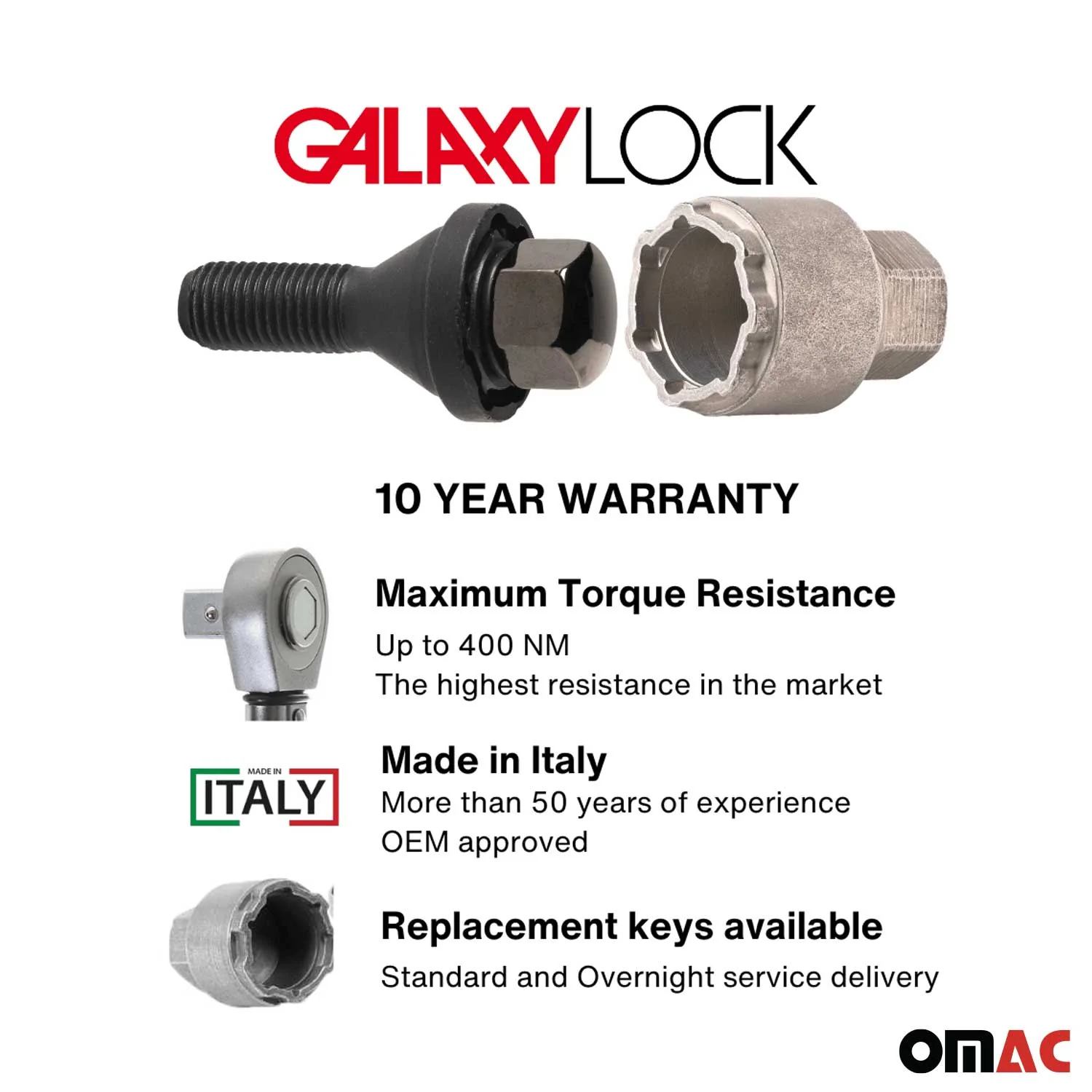 Wheel Lock Kit for LEXUS RX350 M14 X 1.25 Bolt Chromed Black 4Locks & 1Key - Image 3