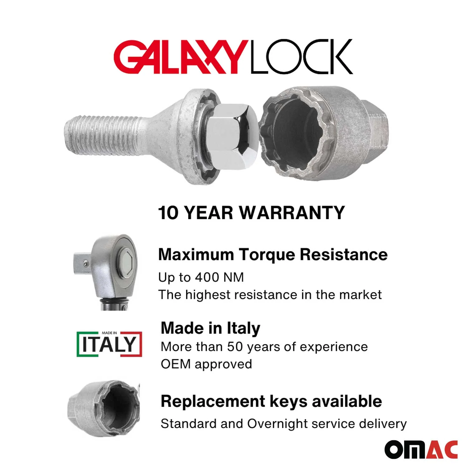 Wheel Lock Kit for LEXUS RX350 M14X1.25 Bolt Chromed 4Locks & 1Key - Image 3