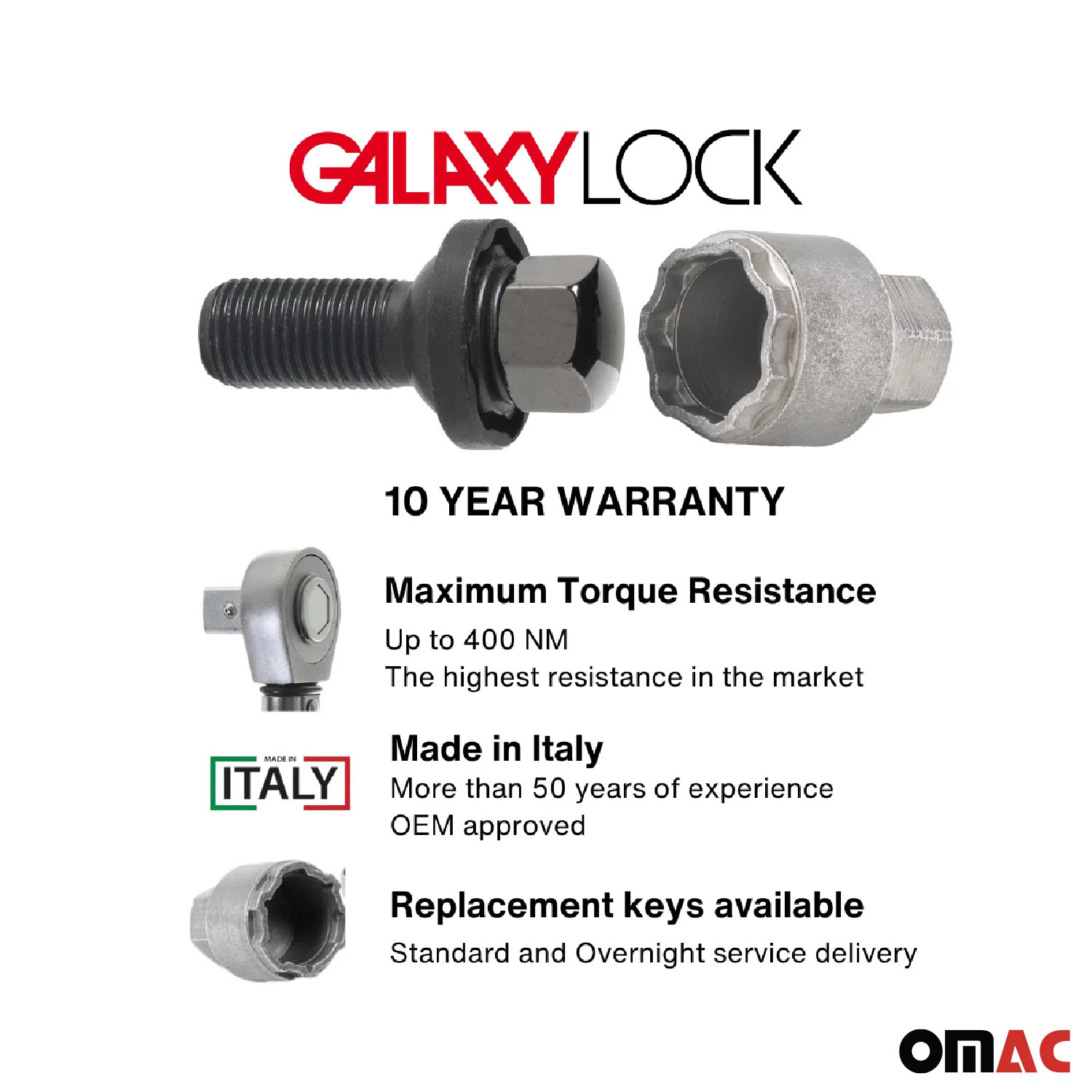 Wheel Lock Kit for Mercedes A-Class B-Class M14X1,5 Chromed Black 4Locks & 1Key - Image 3
