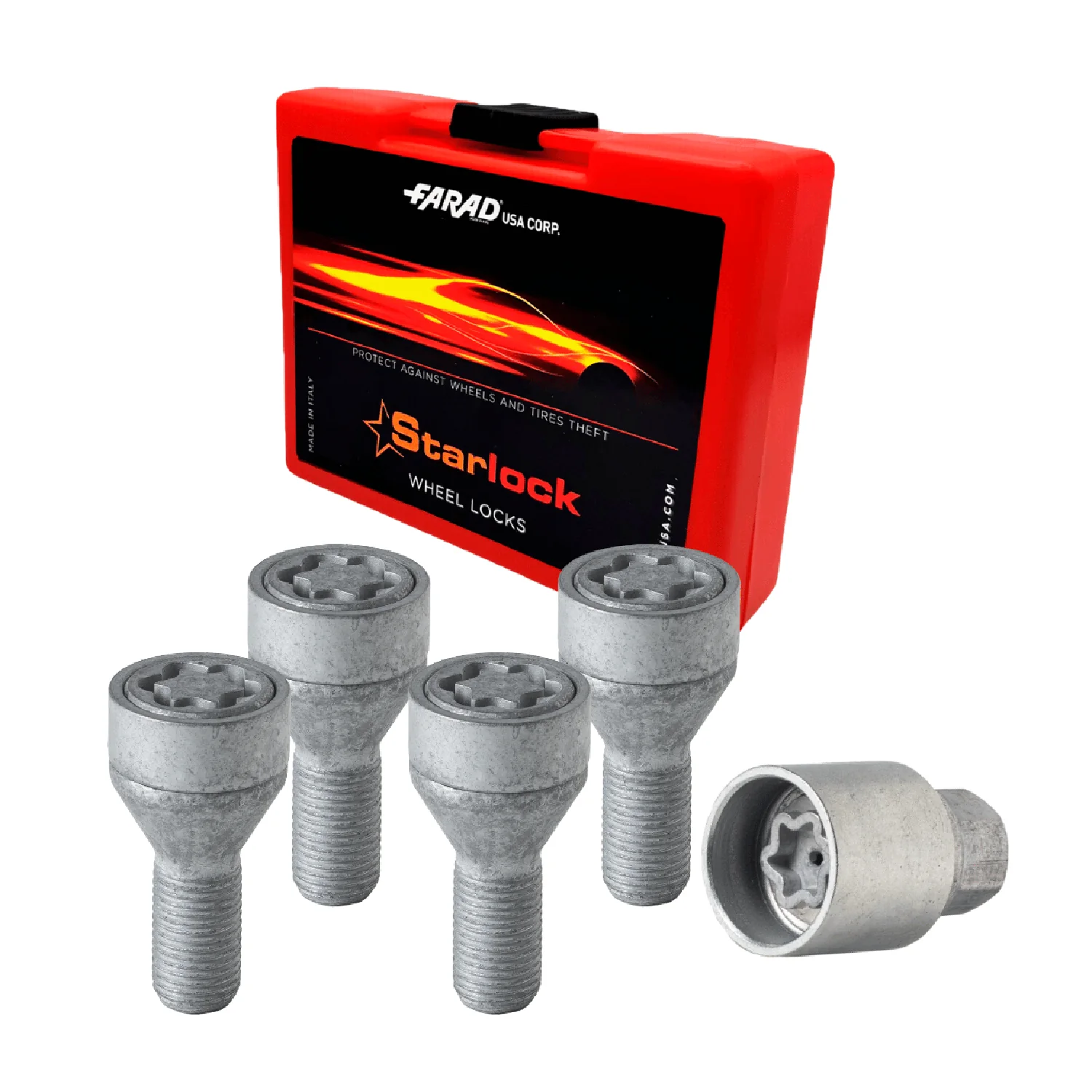 Wheel Lock Kit for Mini Cooper Clubman Countryman M14X1,25 Silver 4Locks & 1Key
