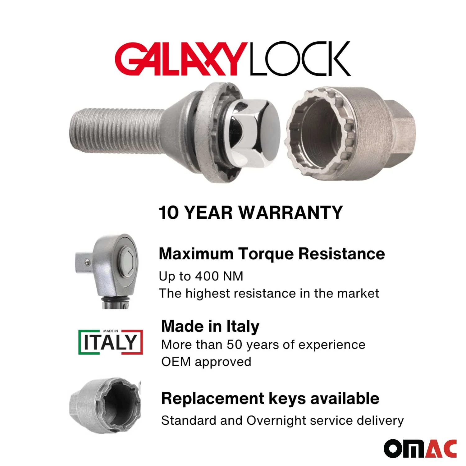 Wheel Lock Kit for Volvo XC40 M14X1.5 Bolt Chromed 4Locks & 1Key - Image 3