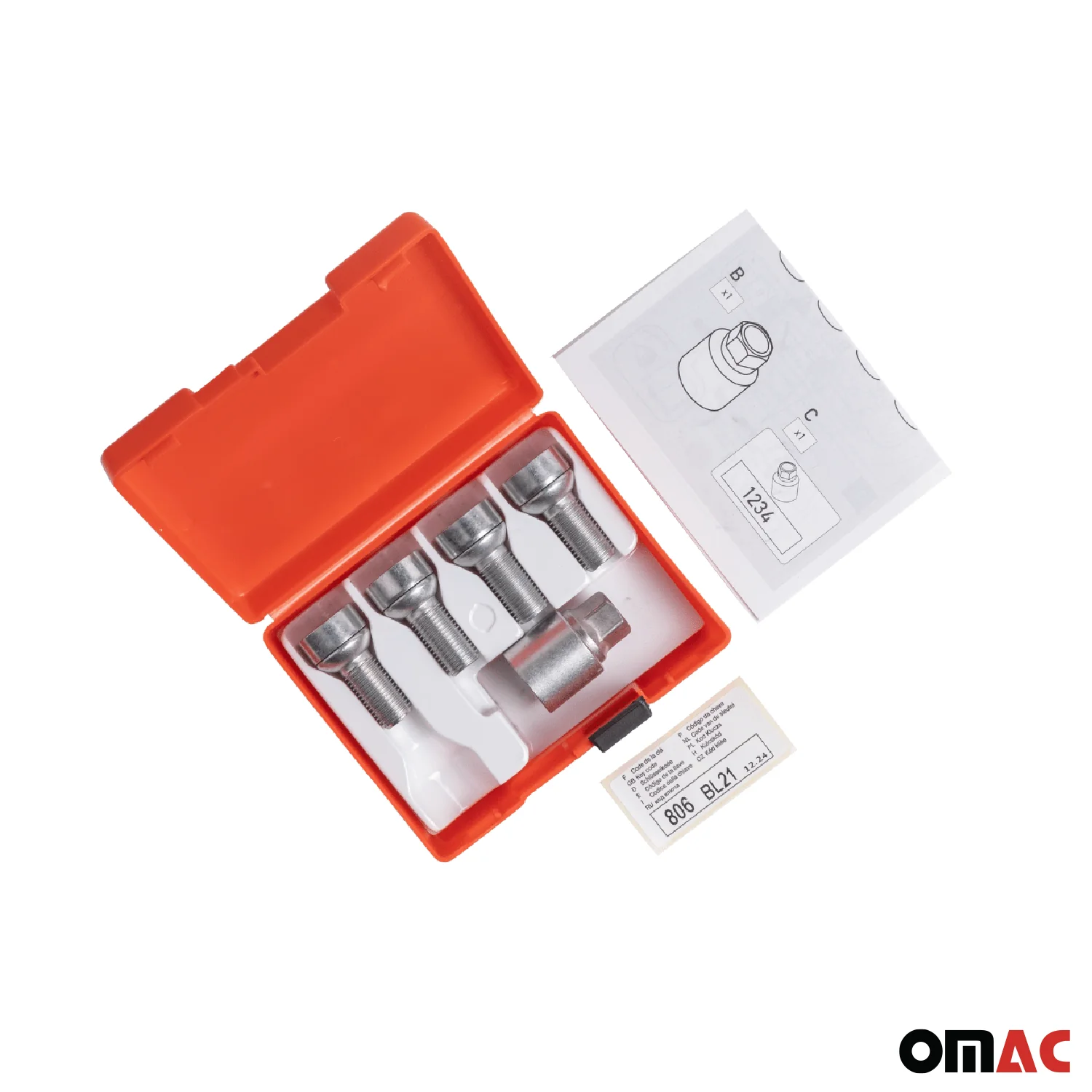Wheel Lock Kit for Volvo XC40 M14X1,5 Bolt Galvanized Silver 4Locks & 1Key - Image 5