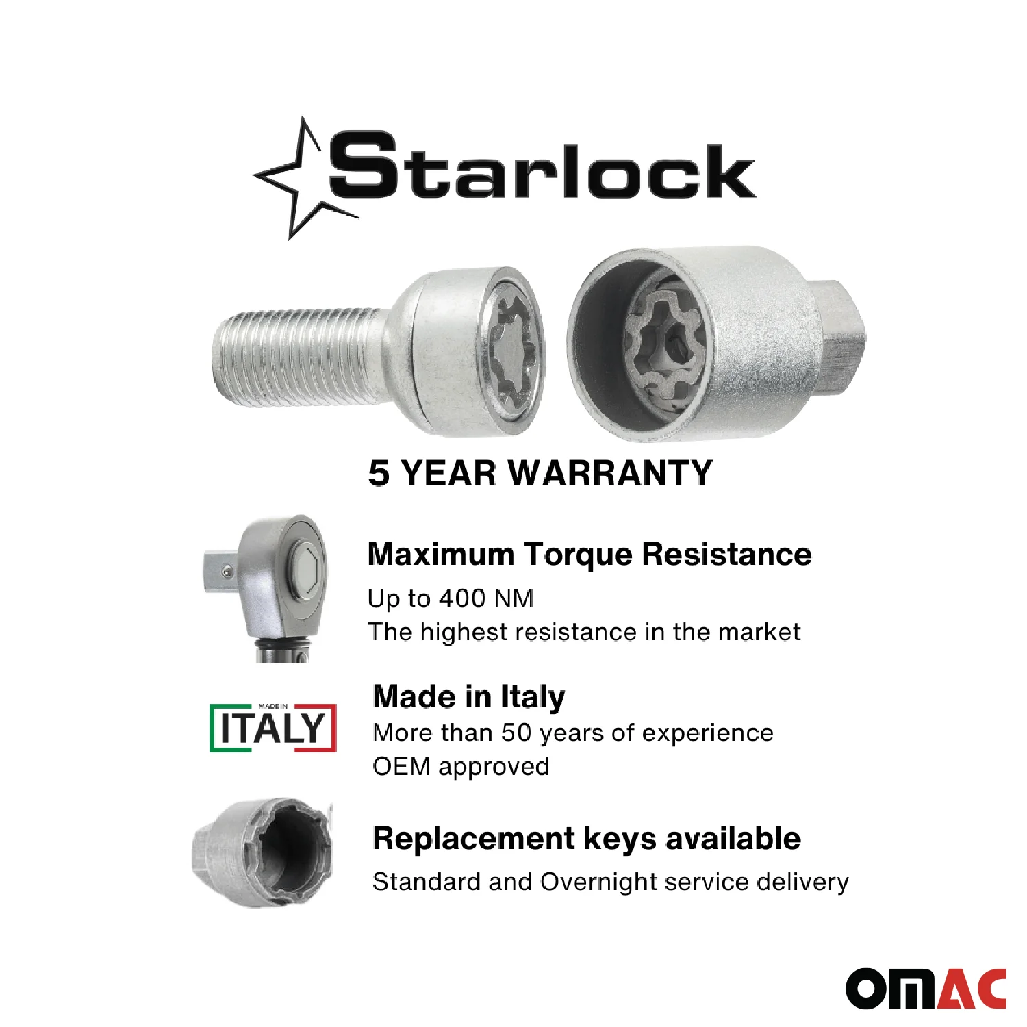 Wheel Lock Kit for Volvo XC90 M14X1,5 Bolt Galvanized Silver 4Locks & 1Key - Image 3
