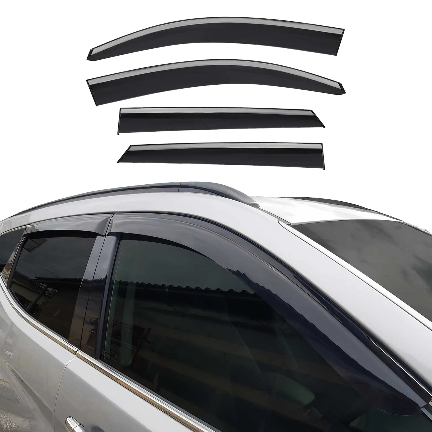2016-2021 Hyundai Tucson Window Visor Vent Rain Deflector 4Pcs Smoke