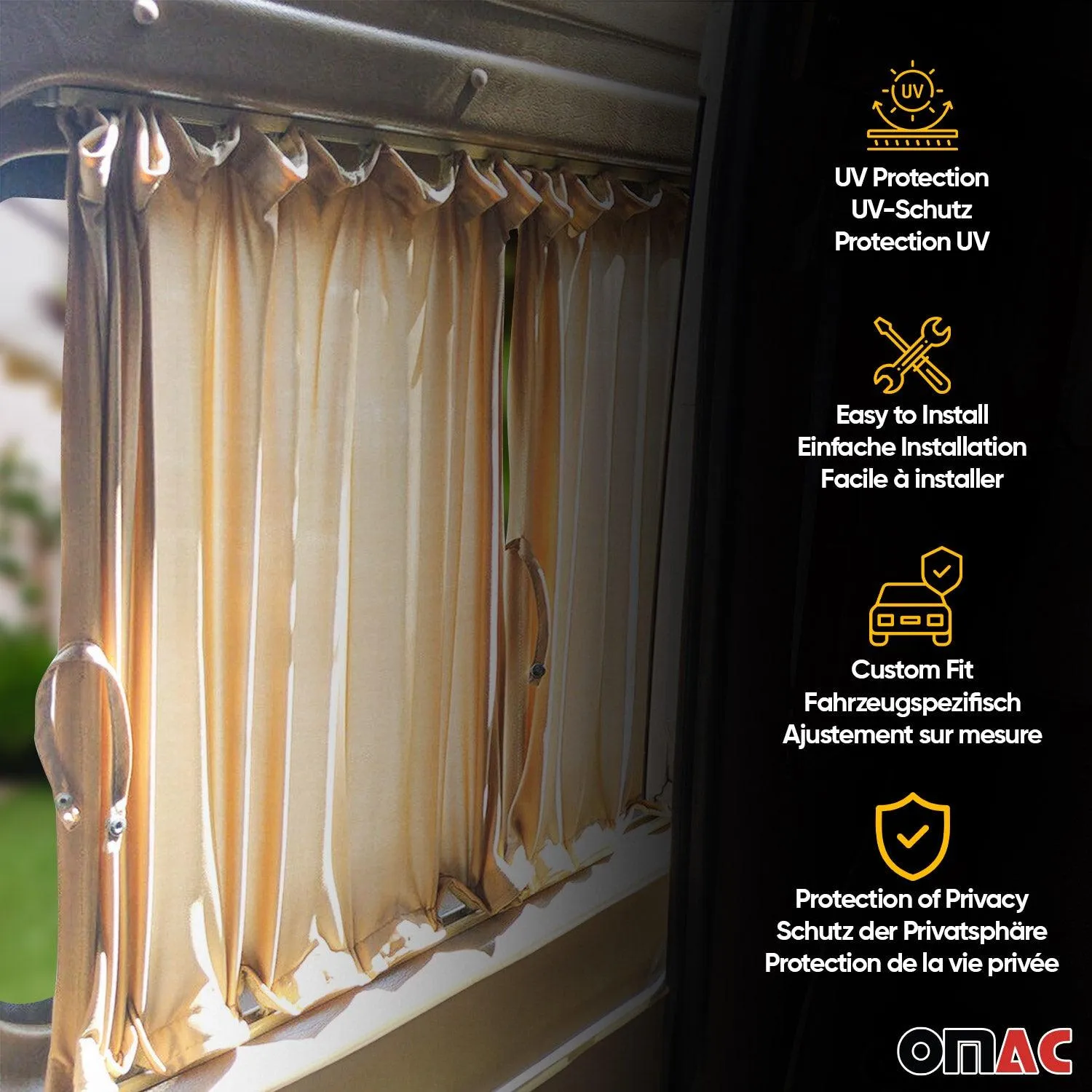 2006-2018 Mercedes Sprinter W906 L2 MWB Side Window Curtain Beige 10x - Image 3