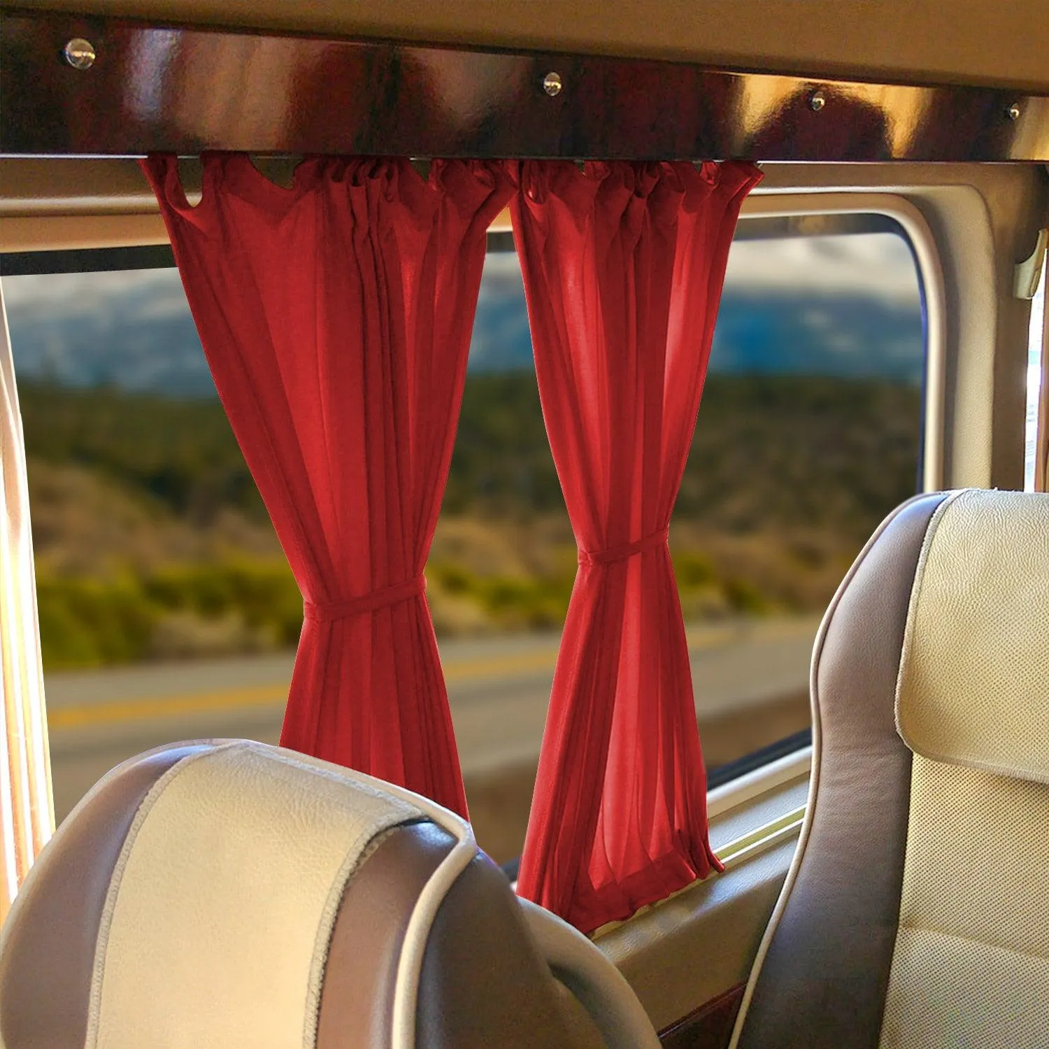 2006-2018 Mercedes Sprinter W906 MWB Window Curtain Double Sliding Red - Image 7