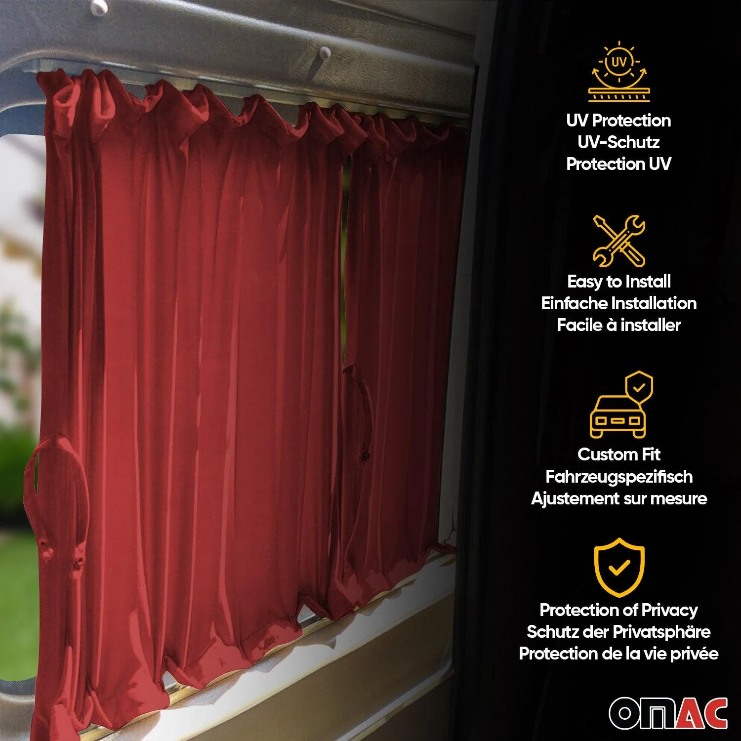 2006-2018 Mercedes Sprinter W906 L2 MWB Side Window Curtain Red 10x - Image 3