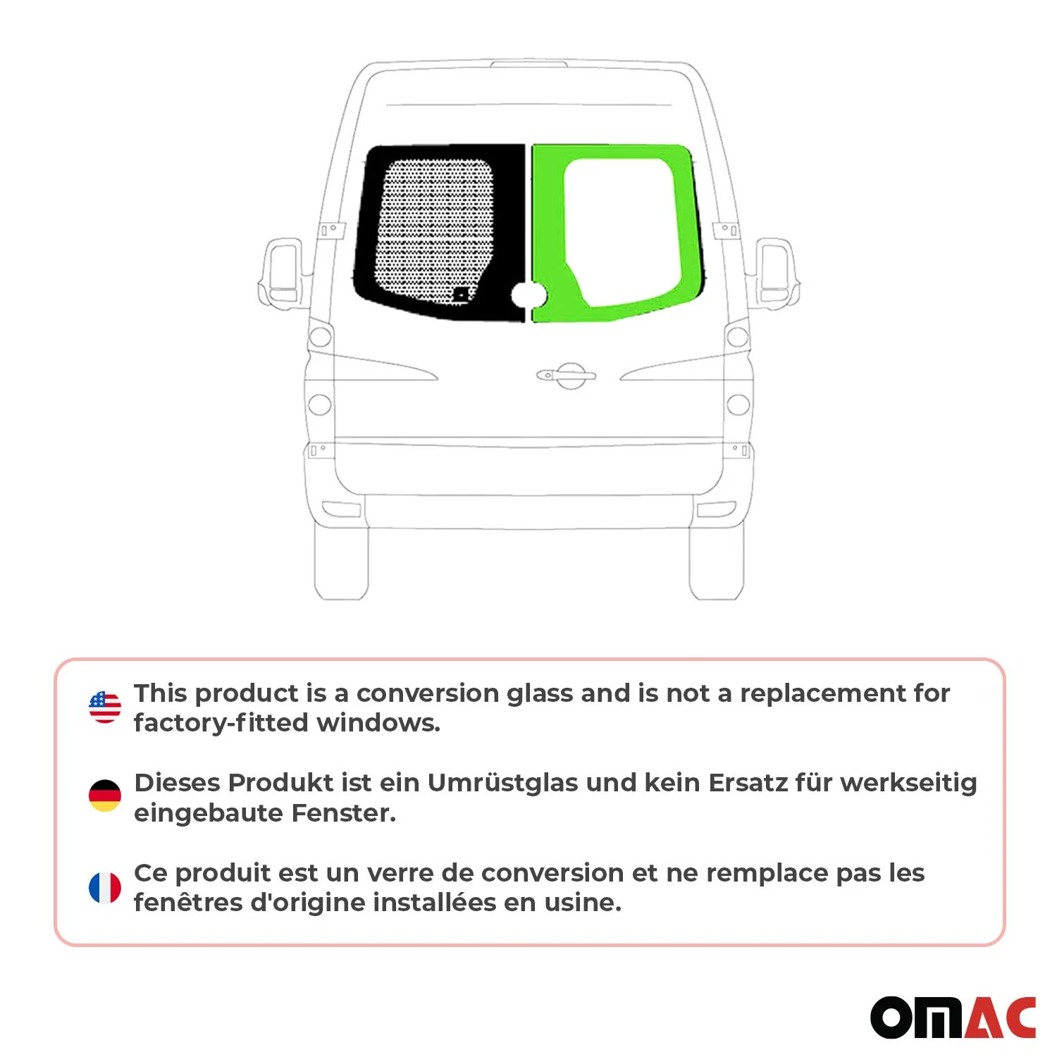 2007-2009 Freightliner Sprinter Window Glass Right Barn Door Glass Black L1 L2 L3 L4 - Image 2